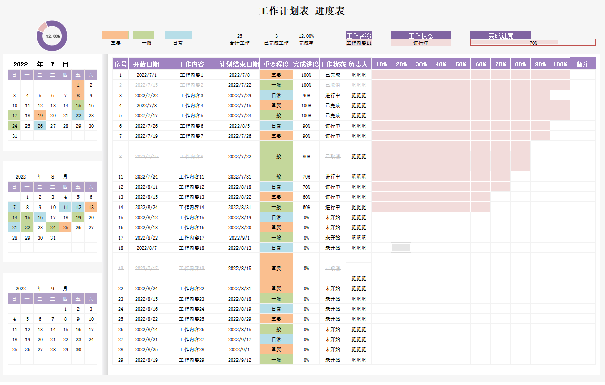 【1566期】20套Excel日历工作计划表丨带日历、提醒、日程
