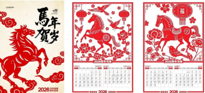 【2097期】2026年马年台历模板合集，一整个期待住了！PSD格式+JPG格式！